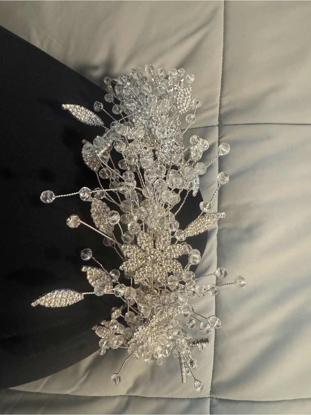 Crystal Bridal Hair Vine - Silver Floral Headpiece